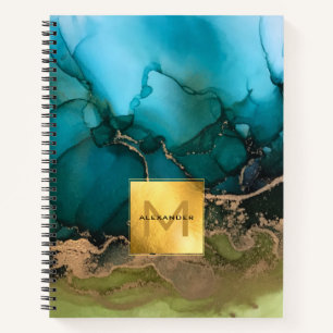 Carnet Ordinateur portable Abstrait Gold Foil Black Turqu