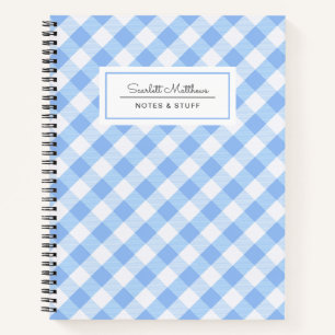 Carnet Ordinateur portable de nom de Motif bleu Plaid En
