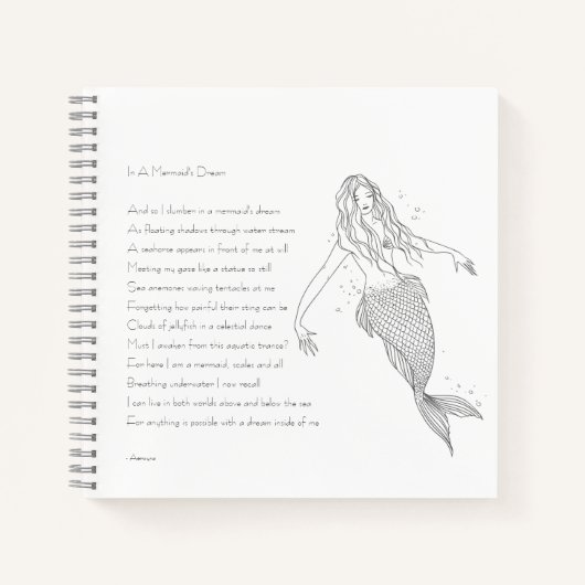 Carnet Ordinateur portable Mermaid avec poème "Dans le rê (Devant)