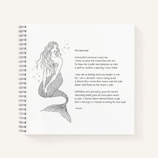 Carnet Ordinateur Portable Mermaid Avec Poème "Le Rêveur" (Devant)
