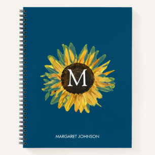 Carnet Ordinateur portable Monogramme Rustique Tournesol
