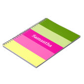 Carnet Ordinateur portable monogramme vert et rose rayé (Côté gauche)