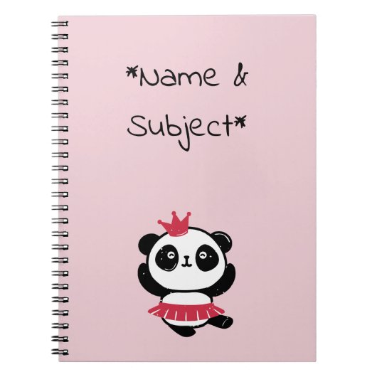 Carnet Ordinateur portable Panda Princess Rose (Devant)