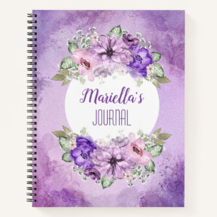 Carnet Ordinateur portable personnalisé de fleurs d'aqua