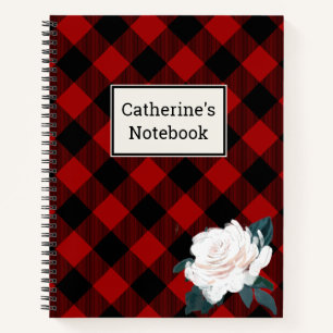 Carnet Ordinateur portable Red Buffalo Plaid White Rose