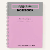 Carnet Ordinateur portable rose et gris personnalisé (Devant)