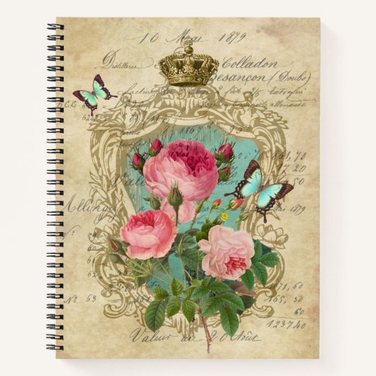 Carnet Ordinateur portable Rose romantique chic de style  (Devant)