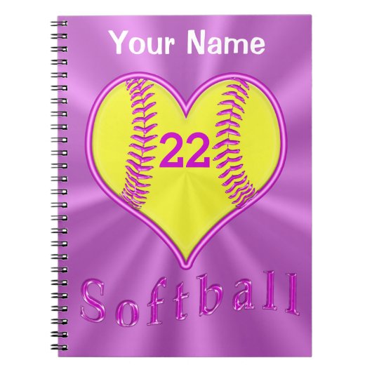 Carnet Ordinateur portable Softball en forme de coeur mou (Devant)