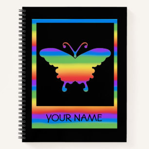 Carnet Ordinateur portable spiral à papillon arc-en-ciel
