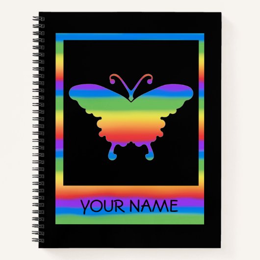 Carnet Ordinateur portable spiral à papillon arc-en-ciel (Devant)