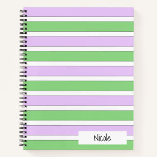 Carnet Ordinateur portable White, Lilac et Green Stripes