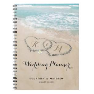 Carnet Organisateur de mariage tropical vintage plage cœu