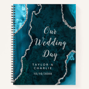 Carnet Organisateur de mariage Turquoise et Agate Argenté