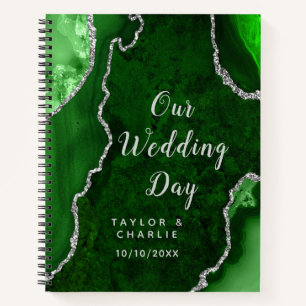 Carnet Organisateur de mariage Vert et Agate Argentée