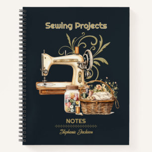 Carnet Organisateur de projets de couture Noir Vintage