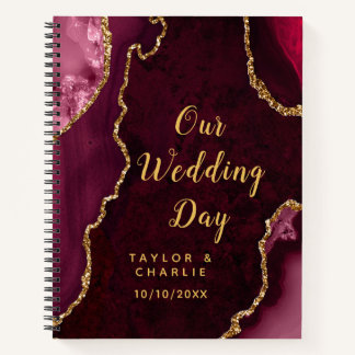 Carnet Organisatrice de mariage en Agate Rouge et Or