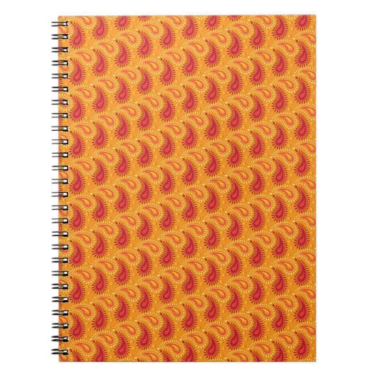 Carnet Oriental Orange Perse Motif Paisley (Devant)