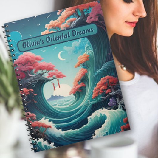Carnet Oriental Turquoise Waves Cerry Blossoms