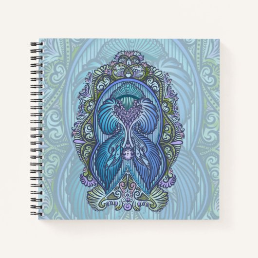 Carnet Ornat bleu et design Mandala Turquoise (Devant)