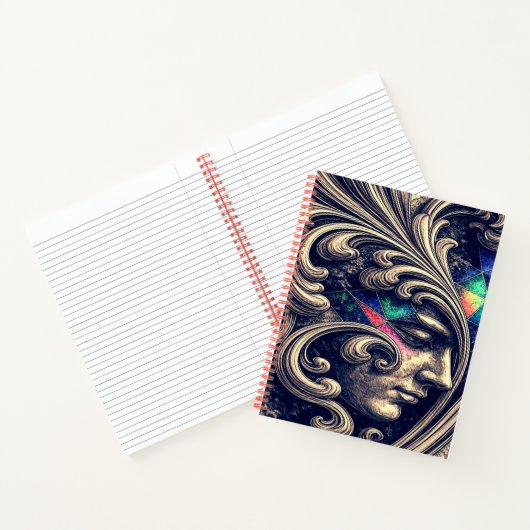 Carnet Ornate Abstract Face with Flowing Baroque Lines (Intérieur)