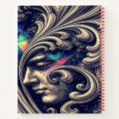 Carnet Ornate Abstract Face with Flowing Baroque Lines (Dos)