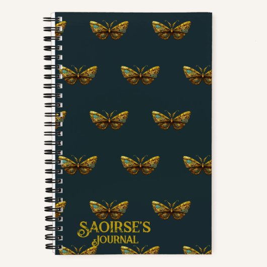Carnet Ornate Gold & Papillon Turquoise Petite couverture (Recto)