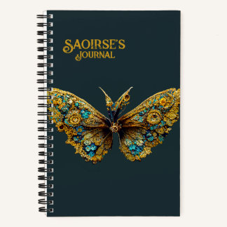 Carnet Ornate Gold & Papillon Turquoise Petite couverture