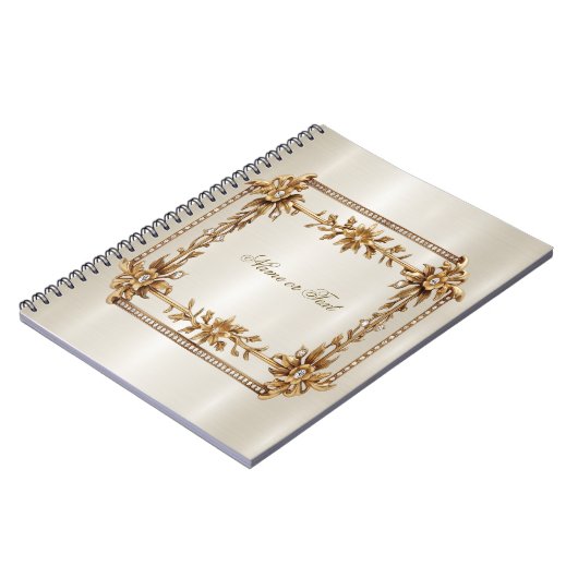 Carnet Orné Or Rectangle Fleurs Dimonées brillant (Côté gauche)