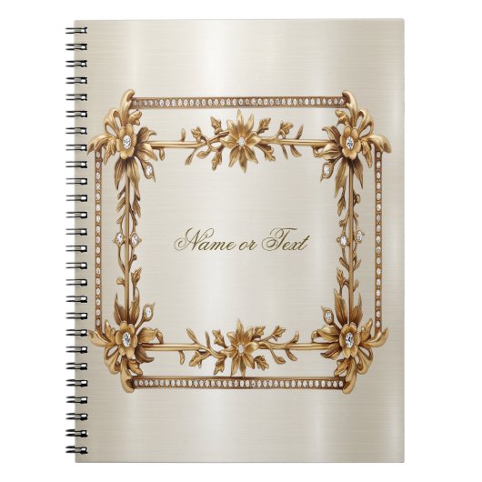 Carnet Orné Or Rectangle Fleurs Dimonées brillant (Devant)