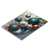 Carnet Ornement de luxe en boules de Noël bleu or (Côté gauche)