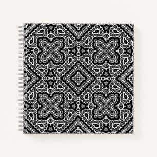 Carnet ornement ethnique motif géométrique noir et blanc