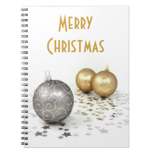Carnet Ornements et étoiles de Noël or et argent