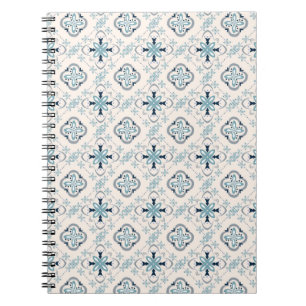 Carnet ornements marocains bleu crème ethnique design Est