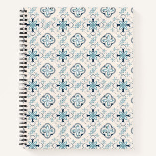 Carnet ornements marocains bleu crème ethnique design Est