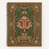 Carnet Ornements vert émeraude de pêche classique (Devant)