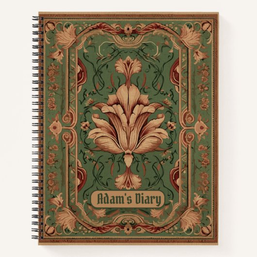 Carnet Ornements vert émeraude de pêche classique (Devant)