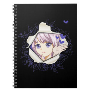 Carnet Otaku Anime Girl Kawaii Coeurs Aimer mignon Manga