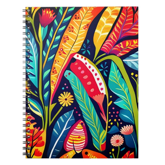 Carnet Otomi coloré, Art Floral (Devant)