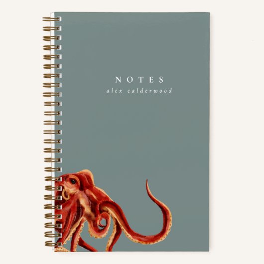 Carnet Otopus aquarelle moderne Personnalisé (Recto)