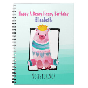 Carnet Ours à l'aquarelle mignonne avec une couronne Joye