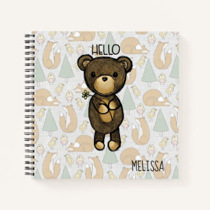 Carnet Ours Brown mignon tenant une Fleur Jaune