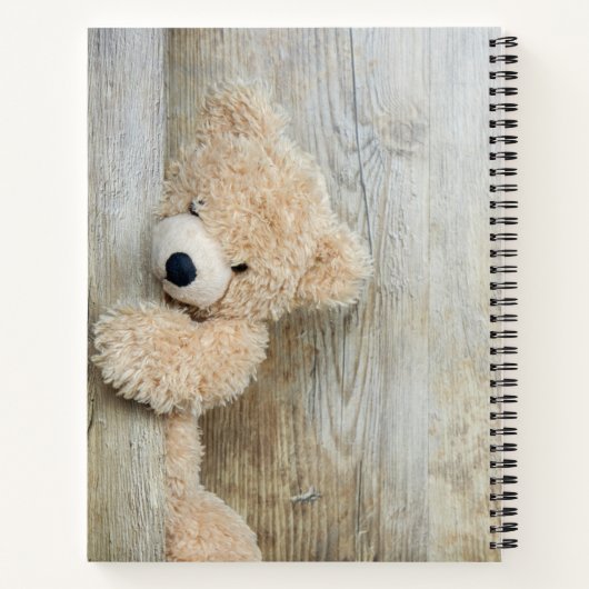 Carnet Ours Cute Stuffé Mur Rustique En Bois (Dos)
