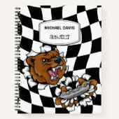 Carnet Ours de dessin animé en colère tenant une manette  (Devant)