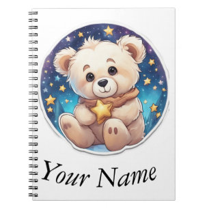 Carnet Ours en peluche avec des étoiles, peinture à l'aqu