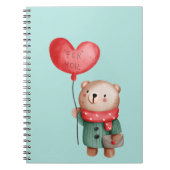 Carnet Ours en peluche de la Saint Valentin tenant un bal (Devant)