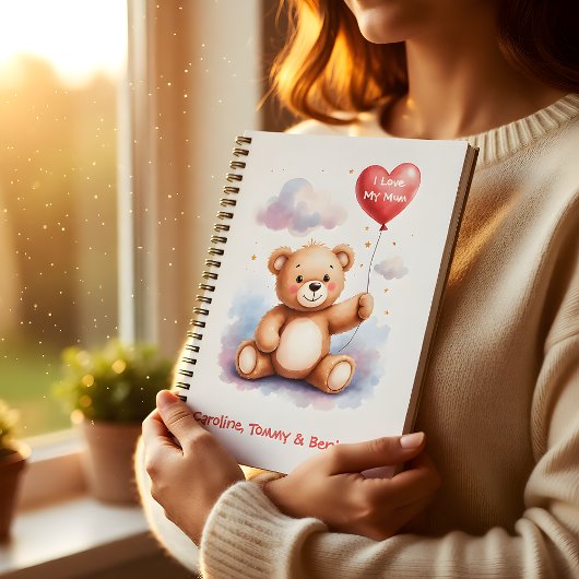 Carnet Ours en peluche maman à l'aquarelle 