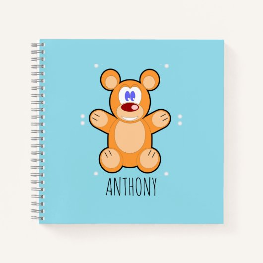 Carnet Ours en peluche marron sur le bleu (Devant)