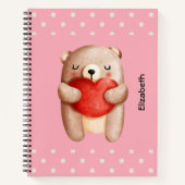 Carnet Ours en peluche mignon portant un coeur rouge (Devant)