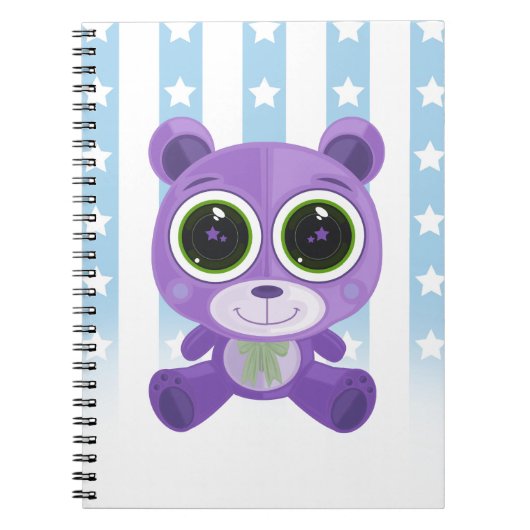 Carnet Ours en peluche - oeil étoilé pourpre (Devant)