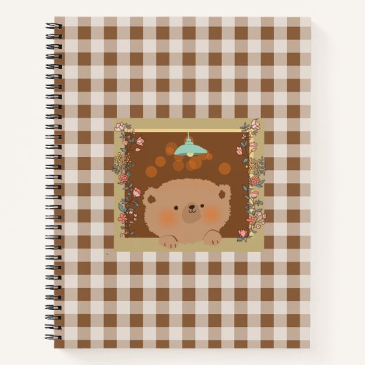 Carnet Ours en peluche regardant par une fenêtre (Devant)